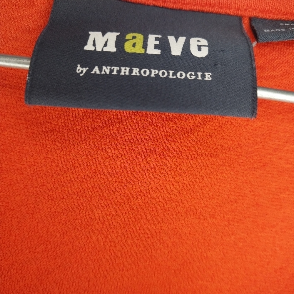 Maeve Anthropologie Sweetheart Neck Textured Orange Long Sleeve Women's Top - Picture 3 of 10